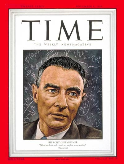 Cover of TIME magazine, Nov. 8, 1948, featuring a painting of J. Robert Oppenheimer