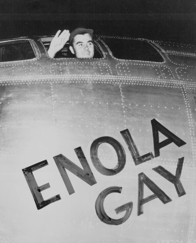 Paul Tibbets in the Enola Gay