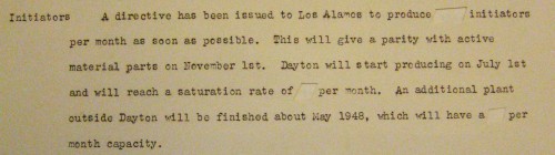 For this archive copy of a 1947 meeting of the General Advisory Committee, all of the raw numbers were cut out with X-Acto knives. Somewhere, one hopes, is an un-mutilated version...