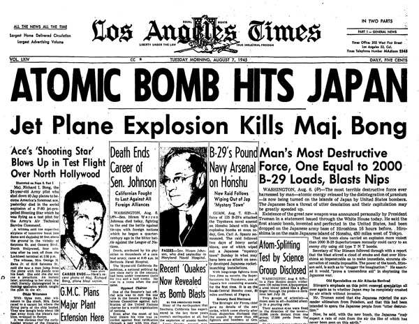 1945-08-07 - Los Angeles Times front page