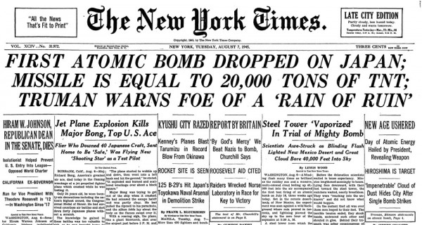 1945-08-07 - New York Times headlines