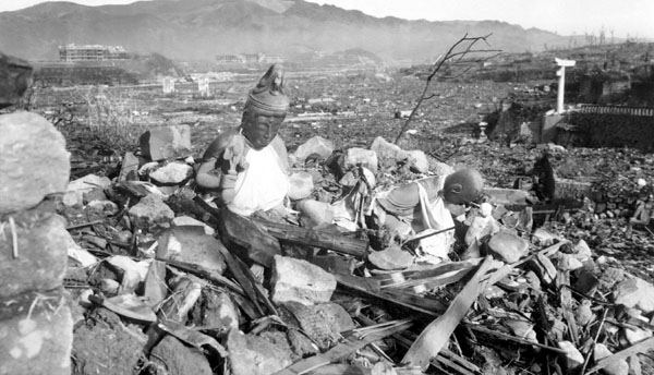 The bombing of Nagasaki. Original source. Slightly edited to improve foreground/background distinction.
