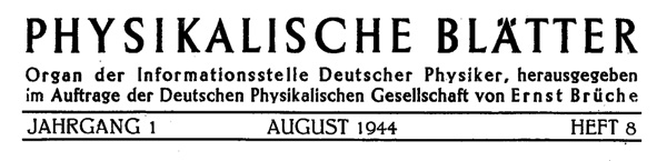 Physikalische Blaetter, August 1944