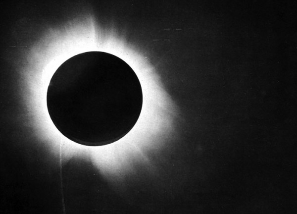 Eddington's famous plate of the 1919 solar eclipse, which helped confirm Einstein's theory of General Relativity. Very cool looking, and interesting science. But not relevant to atomic bombs. Source.