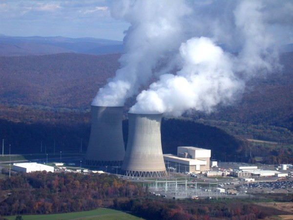 Susquehanna Steam Electric Station — just an example of what a very large nuclear power plant can generate in terms of steam. It's a lot of steam. Could it obscure a city downwind of it from a B-29 bomber? Image source.
