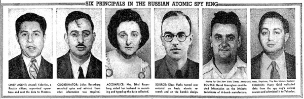 "Six Principals in the Russian Atomic Spy Ring," New York Times, April 1, 1951.
