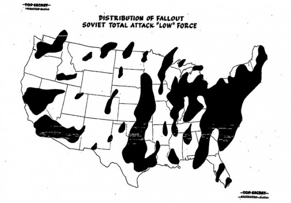 "Distribution of Fallout — Soviet Total Attack 'Low' Force," form the Net Evaluation Subcommittee Report, 1961. Source: National Security Archive Electronic Briefing Book No. 480
