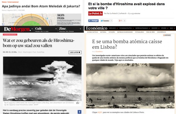 A small sampling of some of the international press coverage of the NUKEMAP around the Hiroshima anniversary.