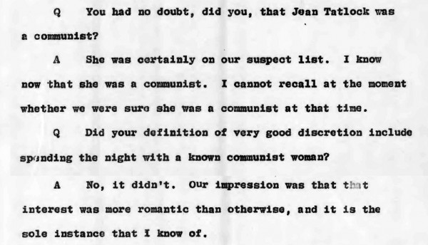 1954 JRO hearing - Lansdale on Tatlock