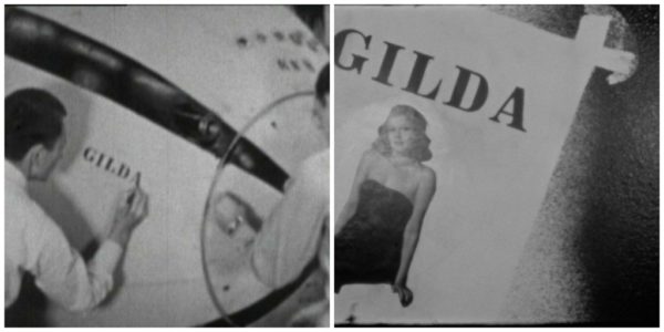 Rita Hayworth on the Crossroads Able bomb, "Gilda." Photo by Los Alamos National Laboratory, via Peter Kuran and Bill Geerhart.