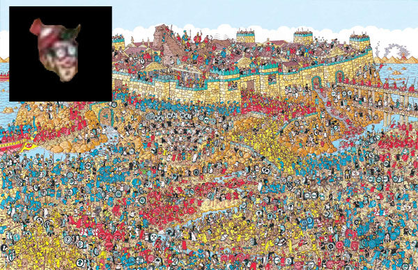 I found Waldo on the map of Troy. How can I prove it without giving his location away? A digital version of the described "proof": I found his little head and cut it out with Photoshop. But how do you know that's his head from this image? (Waldo from Where's Waldo)