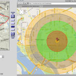 At left, the original NUKEMAP from 2005; at right, the Google Maps NUKEMAP from 2012.