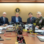 Posed photograph that the White House released of their "situation room" crew "monitoring developments in the raid that took out Islamic State leader Abu Bakr al-Baghdadi."